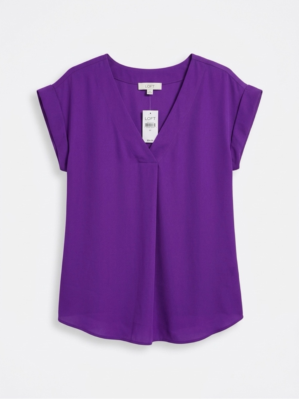 LOFT Purple V-Neck Cap Sleeve Top